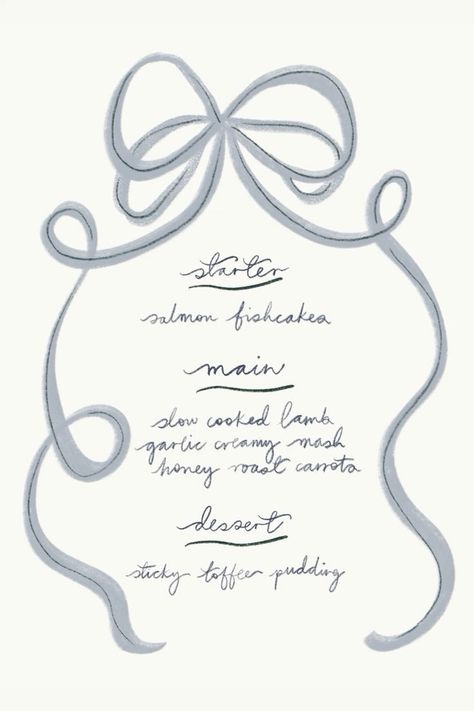 Spring Party Invitations, Blue Menu Design, Coquette Wedding Invitations, Bow Invitation Template, Coquette Wedding Aesthetic, Birthday Aesthetic Blue, Letter Template Aesthetic, Invitation Template Aesthetic, Party Invitations Aesthetic