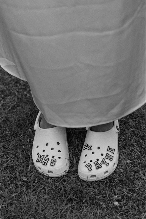 Bride And Groom Crocs Shoes, Bride Crocs Shoes, Wedding Crocs For Bride, Croc Wedding, Bride Crocs, Wedding Crocs, Comfortable Wedding Shoes, Shoes Crocs, Wedding Shoes Comfortable