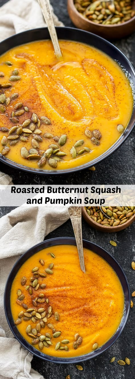 Squash And Pumpkin Soup, Soup Pumpkin, Soup Creamy, Pumpkin Soup Recipe, Fall Soup, Fall Soups, Vegan Soups, Squash Soup, Roasted Butternut Squash