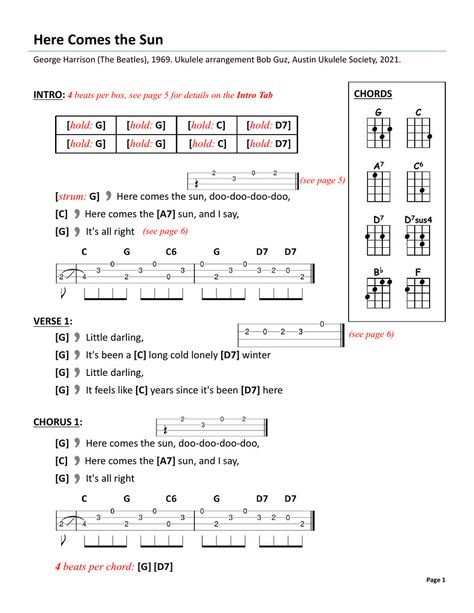 Here Comes the Sun - Chart - 2021_09_10.pdf | Powered by Box Here Comes The Sun Ukulele Chords, Learning Ukulele, Music Teaching, Here Comes The Sun, Teaching Music, George Harrison, Here Comes, Ukulele, The Beatles