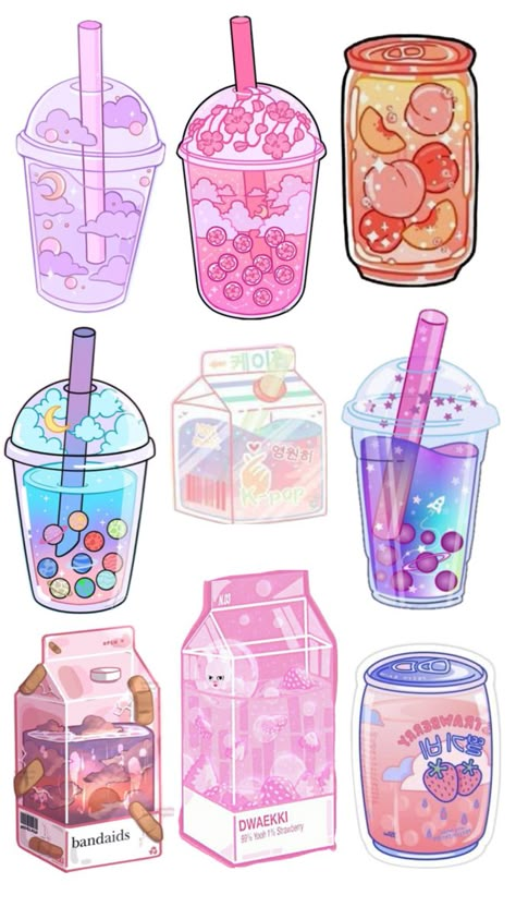 Tea Wallpaper, Cute Drinks, Sticker Design Inspiration, Cute Easy Doodles, Cute Food Drawings, Food Drawings, Hello Kitty Drawing, Cute Food Art, Sticker Template