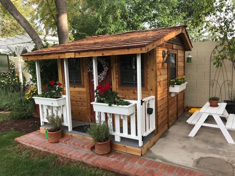 Outdoor Living Today 7 ft. W x 9 ft. D Cozy Cabin Luxury Playhouse & Reviews | Wayfair Cabin Playhouse, Cedar Playhouse, Cabin Luxury, Luxury Playhouses, Custom Playhouse, Playhouse Kits, Cedar Cabin, Home In The Woods, Outdoor Pallet