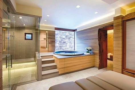 Spa Bathroom Ideas Master Bath, Bathroom Ideas Master Bath, Spa Bathroom Ideas, Spa Hammam, Jacuzzi Room, Luxury Spa Bathroom, Spa Aesthetic, Indoor Jacuzzi, Home Spa Room