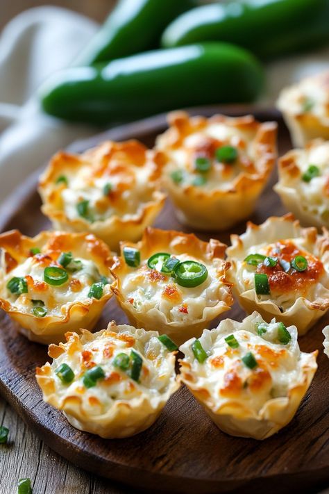 Cheesy Jalapeño Popper Bites - An Organized Chaos Jalapeño Popper Phyllo Cups, Fillo Shell Appetizers, Quiche In Phyllo Cups, Jalapeño Wonton Cups, Jalapeño Popper Cups, Phyllo Cup Recipes Appetizers, Jalapeno Popper Puff Pastry, Pastry Shells Appetizers, Jalapeño Popper Bites