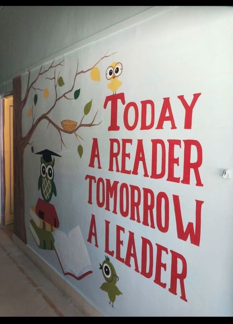 Today a reader tomorrow a leader wall paint #motivation #mindset #mindgames #result #view School Wall Art Ideas, School Wall Decoration, What Is Mental Health, School Art Activities, School Board Decoration, Diy Classroom Decorations, Kindergarten Classroom Decor, Preschool Classroom Decor, School Wall Art