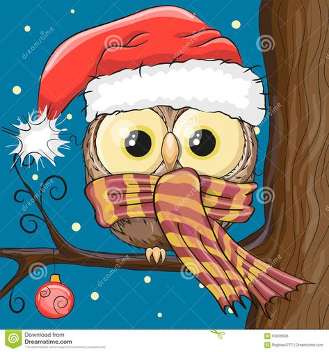 Owl In A Santa Hat - Download From Over 49 Million High Quality Stock Photos, Images, Vectors. Sign up for FREE today. Image: 63836606 Branch Illustration, Cartoon Owl, Owl Cartoon, Christmas Owls, Owl Painting, Puzzle Art, White Snow, Owl Art, Favorite Hobby