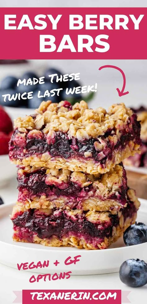 Mixed Berry Oat Bars, Berry Oat Bars Healthy, Berry Easy Jam Bars, Gluten Free Berry Crumble, Oat Berry Bars, Oatmeal Berry Bars, Fruit Bars Recipe Healthy, Gluten Free Dairy Free Bars, Gluten Free Berry Desserts