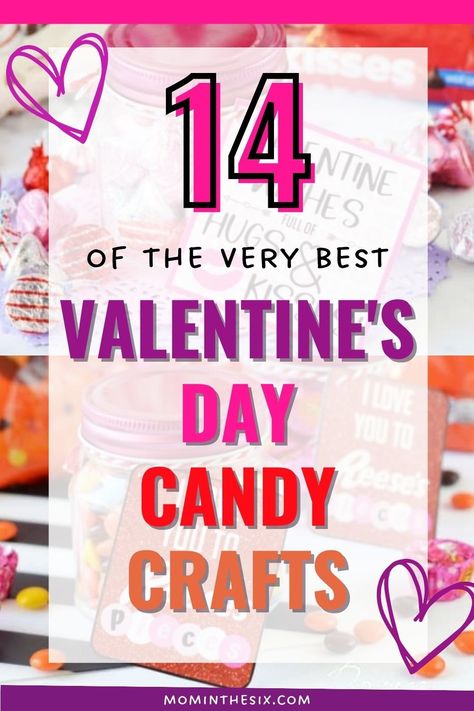 valentine's day crafts made from candy Valentines Candy Crafts For Adults, Valentine’s Day Candy Gifts, Diy Giant Hershey Kiss Decoration, Candy Heart Crafts For Kids, Candy Kisses Ideas, Valentines For Elementary Kids, Valentine Candy Ideas For Kids Classroom, Diy Candy Valentines For Kids, Valentine Gifts For Kids Diy