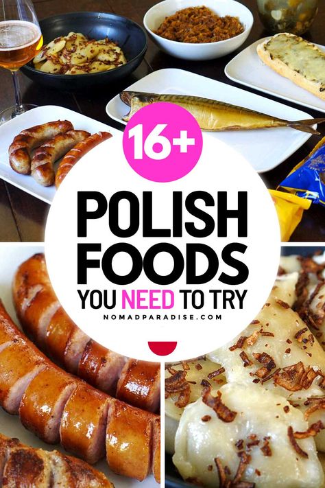 Polish food - 16 best traditional dishes to try on your next trip to Poland! Polish cuisine, foodie travel bucket lists, foodie travel around the worlds, foodie travel Europe, Poland travel, popular Polish food, famous Polish food, food in Poland, food in Warsaw, what to eat in Poland, foodie guide Poland. #nomadparadise #foodietravel Easy Polish Recipes, Polish Food Traditional, Polish Dumplings, Polish Food Recipes, Poland Food, Polish Dishes, Polish Desserts, Polish Foods, Eastern European Recipes