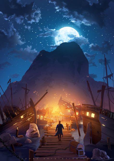 ArtStation - Monkey Island Book Cover, Sylvain Sarrailh Monkey Island Art, Island Wallpaper, Pirate Island, Lucas Arts, Fantasy Genre, Monkey Island, Sea Of Thieves, Between Two Worlds, 8bit Art