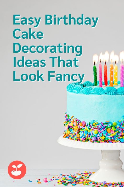 Easy Beautiful Birthday Cakes, Very Simple Cake Decorating, Easy Cake Lettering, Mens 28th Birthday Cake, Easy Bday Cake Decorations, Birthday Cake Decorations Ideas, Simple Birthday Cake Decorating Ideas, Easy Decorated Birthday Cakes, Easy Fancy Birthday Cakes