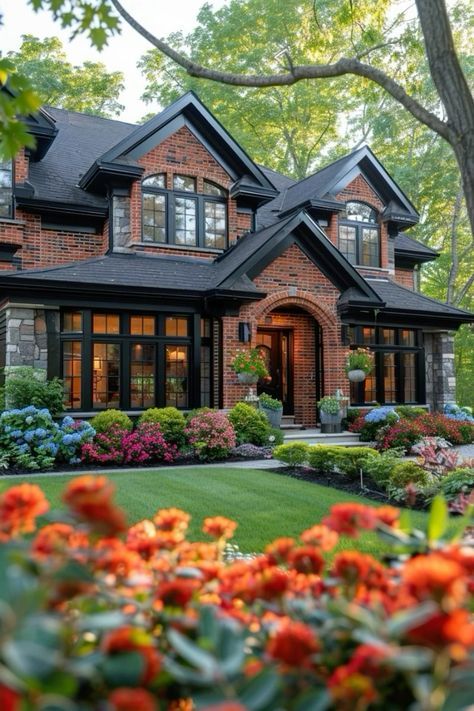 Dream Life House, Brick Exterior House, Dream House Interior, Beautiful House, Dream House Exterior, Exterior Brick, Sims House, Dream House Plans, House Goals