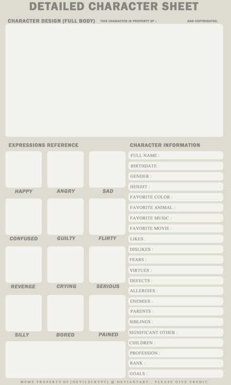 Character Tamplet, Oc Fill Out Sheet Simple, Ref Sheet Character Design Template, Character Concept Sheet Template, Oc Detail Sheet, Anime Character Sheet Template, Reference Sheets Character, Character Detail Sheet, How To Make A Character Sheet