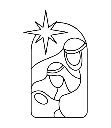 Vector vector christmas christian religi... | Premium Vector #Freepik #vector #bible #jesus-background #christian #gospel Nativity Scene Drawing Simple, Nativity Stained Glass Pattern, Nativity Line Drawing, Nativity Clipart, Simple Nativity, Stained Glass Cookies, Christian Illustration, Family Hoodie, Christmas Christian