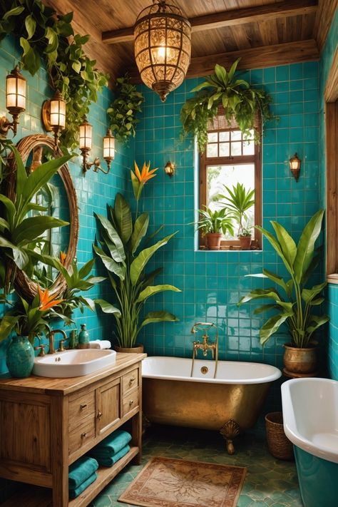 20 Stunning Mediterranean Bathroom Designs – ToolzView Tiki Room Bathroom, Bathroom Decor Mediterranean, Barbados Interior Design, Boho Tropical Bathroom, Orange Tiled Bathroom, Mexican Home Style, Exotic Bathroom Ideas, Tropical Spa Bathroom, Mediterranean Design Style