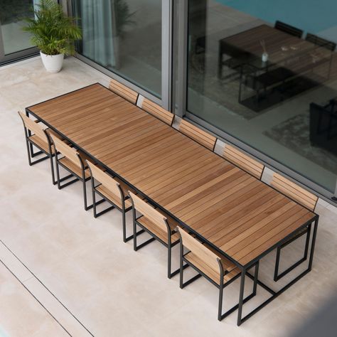 Modern Outdoor Dining Sets, Contemporary Dining Sets, Terrace Furniture, Modern Outdoor Dining, Furniture Design Chair, Garden Dining, Garden Dining Set, Mesa Exterior, Bistro Chairs