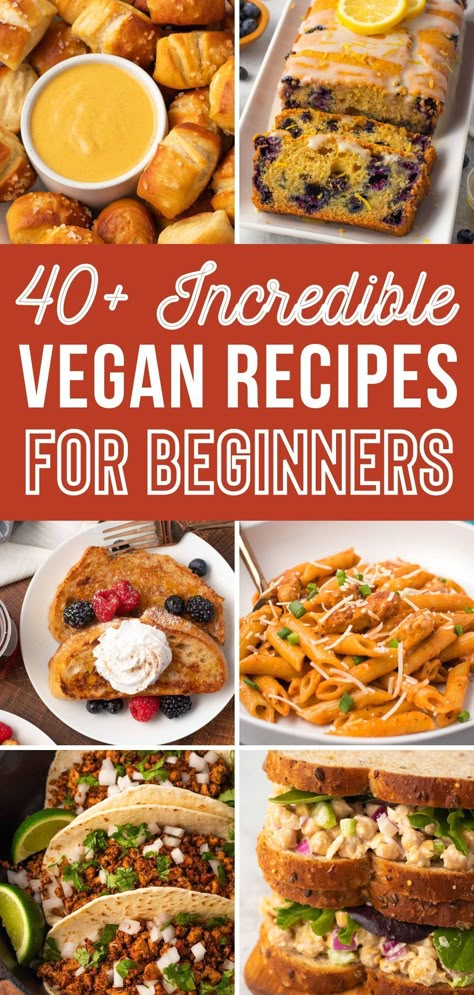 Discover Easy Vegan Recipes for Beginners that are easy to make with simple ingredients. The truth is, vegan food is absolutely delicious and does not need to be complicated. Try these recipes and see if you agree! Resep Vegan, Easy Vegan Recipes For Beginners, Vegan Recipes For Beginners, Vegan Recipes Beginner, Vegan Ideas, Plant Based Meals, Vegan Meal Prep, Easy Vegan Recipes, Vegan Kitchen