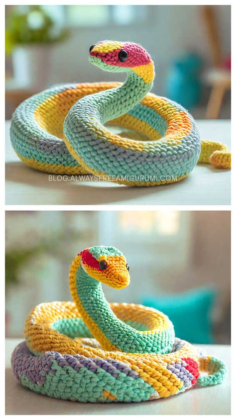 Amigurumi Snake Free Crochet Pattern Crochet Hognose Snake, Mini Dragon Amigurumi Free Pattern, How To Crochet A Snake Free Pattern, Crochet Book Snake, Temperature Snake Crochet Pattern Free, Snake Knitting Pattern, Ball Python Crochet Pattern Free, Snake Crochet Pattern Free Amigurumi, Giant Snake Crochet Pattern Free