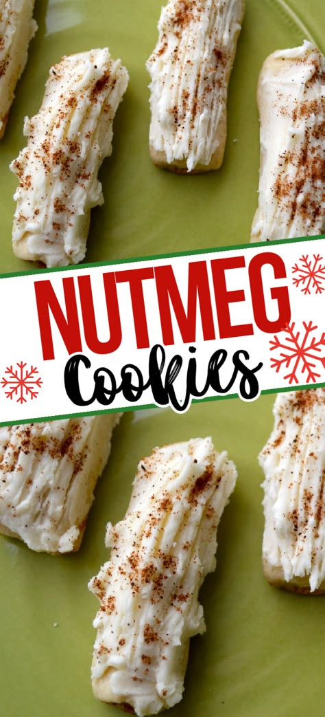 This is a very delicious and easy Christmas cookie recipe - Nutmeg Log Cookies! These holiday cookies are perfect for Christmas dessert or gift-giving! Nutmeg Cookie Logs, Nutmeg Log Cookies Recipe, Log Cookies Recipes, Nutmeg Logs Recipe, Nutmeg Tiger Cookie, Nutmeg Cookie, Nutmeg Cookies Recipe, Nutmeg Logs, Nutmeg Cookies