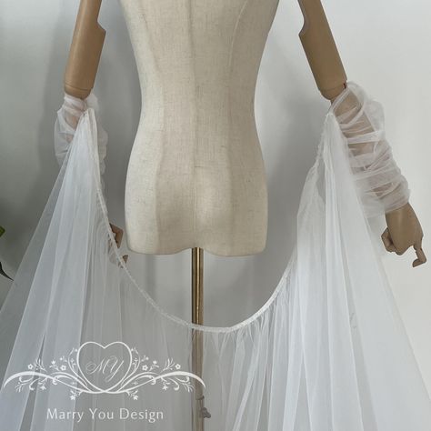 Minimalist Pleating Half-sleeves With Long Train,tulle Wedding Cape,backless Wedding Detachable Sleeves,plain Bridal Cape With Edge Beads - Etsy Australia Wedding Dress Shawl, Wedding Sleeves, Dress Shawl, Wedding Tulle, Tulle Cape, Detachable Sleeves, Wedding Cape, Bridal Cape, Backless Wedding