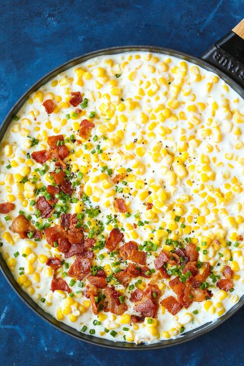 Stovetop Bacon Creamed Corn Thanksgiving Corn Recipes, Easter Dinner Side Dishes, Easter Dinner Sides, Best Thanksgiving Side Dishes, Best Thanksgiving Recipes, Sides Veggies, Vegetables Side Dishes, Vegetable Medley, Recipe Ideas Easy