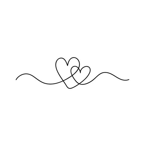 Premium Vector | Two hearts continuous line drawing hearts couple trendy minimalist illustration one line Friendship One Line Drawing, Valentines Day Line Art, Couple Line Art Drawings, Simple Lines Drawing, Two Hearts Drawing, Cute Simple Drawings Easy Doodles, Single Line Drawing Simple, Continuous Line Drawing Tattoo, Heart Line Art Simple