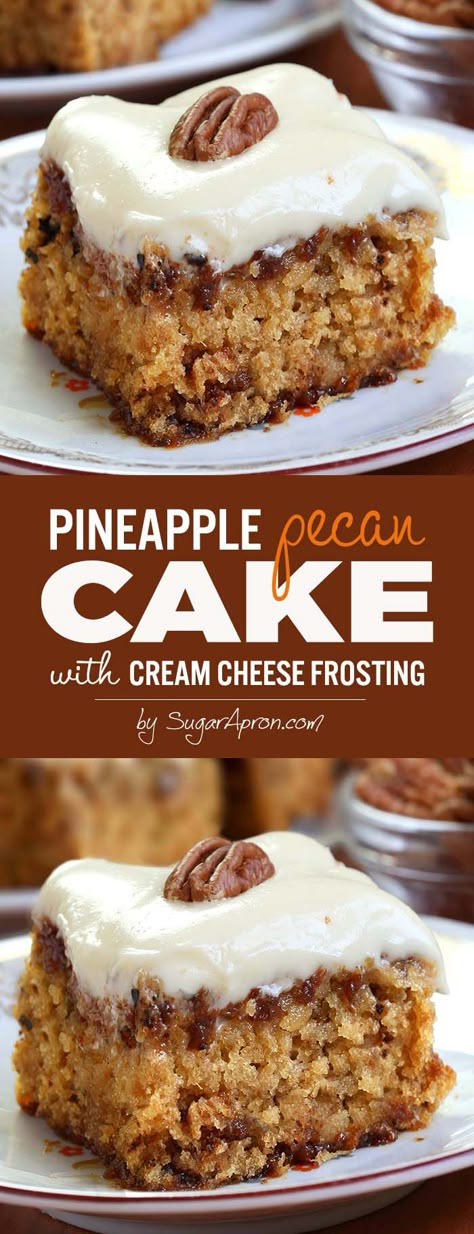 Pineapple Pecan Cake with Cream Cheese Frosting is simple and quick recipe for delicious, homemade cake from scratch, with ingredients that you already have in pantry. Pineapple Pecan Cake With Cream Cheese, Pineapple Pecan Cake, Pineapple Cake Recipe, Diy Easy Recipes, Pineapple Recipes, Cake With Cream Cheese Frosting, Pecan Cake, Pineapple Cake, Sheet Cakes