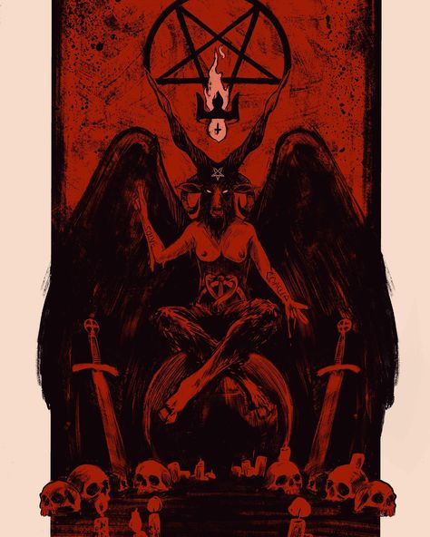 Baphomet, ya know I had a little look into the mythology of this guy and turns out the knights Templar where accused of worshiping it because yeah of course they where #illustration #illustrator #art #artist #artistic #myart #drawing #procreate #digitalart #digitaldrawing #devil #mythology #halloween #spooky Baphomet Pose Reference, Baphomet Pfp, Baphomet Painting, Aethstetic Wallpapers, Baphomet Art, Satanic Witchcraft, Devil Illustration, Metal Aesthetic, Drawing Procreate