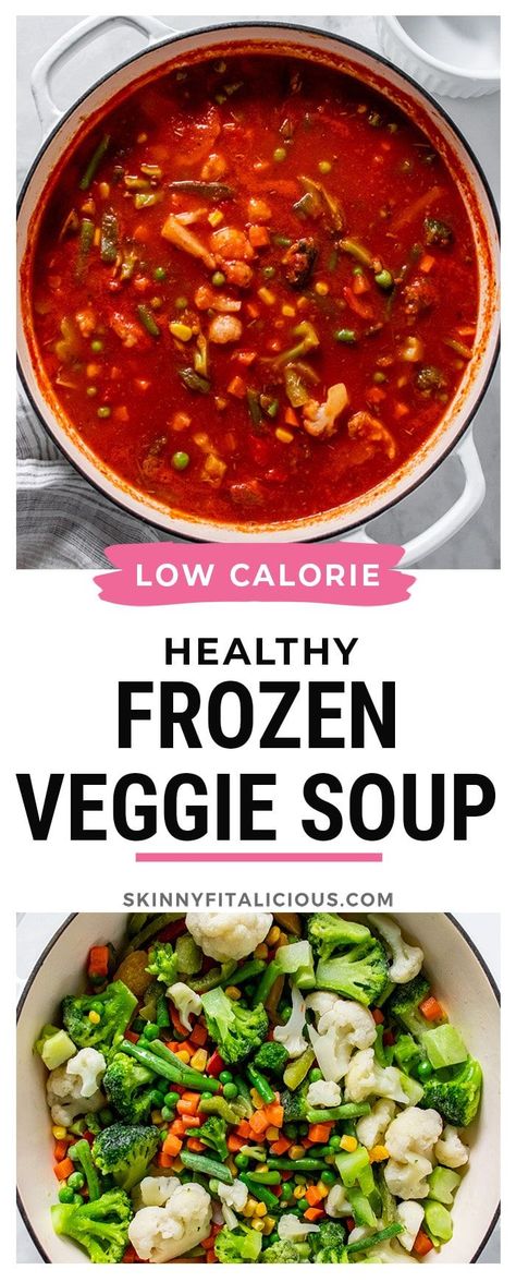 Frozen Vegetable Soup Crockpot, Frozen Veggie Soup Recipes, No Calorie Soup, Frozen Vegetable Soup Recipes, Easy Vegetable Soup With Frozen Veggies, Vegetable Soup Frozen Veggies, Frozen Veggie Meals, Low Calorie Crockpot Soup, Ww Vegetable Soup