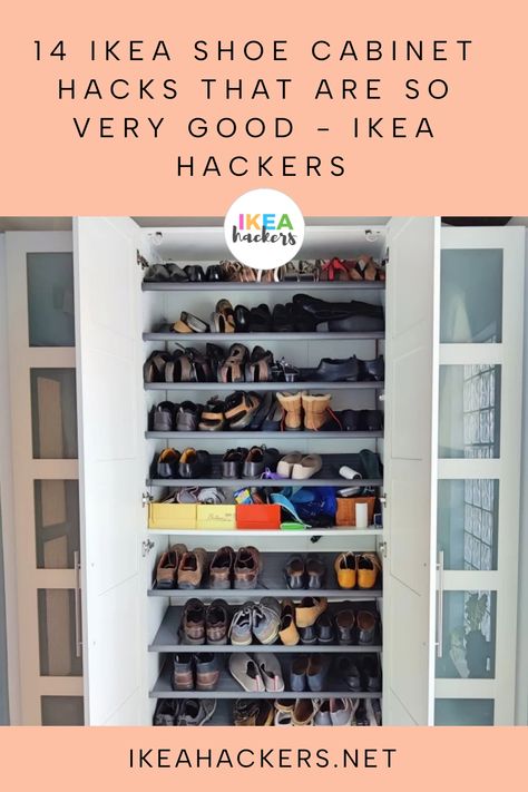 Shoe Organization Ikea, Wardrobe Shoe Storage Ideas, Shoe Storage In Wardrobe, Shoe Cabinet Garage, Shoe Closet With Doors, Closet For Shoes Storage Ideas, Besta Ikea Shoe Storage, Shoe Closet Ideas Entryway, Diy Shoe Cabinet With Doors