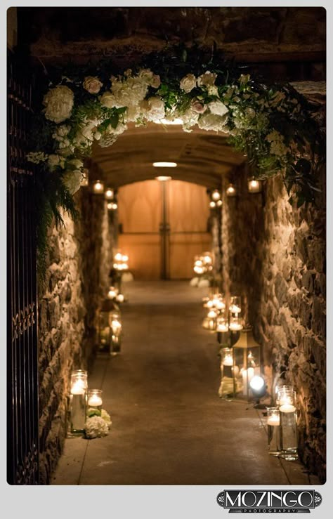 Wine Cave Wedding, Wine Cellar Wedding, Cellar Wedding, Biltmore Estate Wedding, Grand Hallway, Biltmore Wedding, White Wedding Decorations, Biltmore House, Medieval Wedding