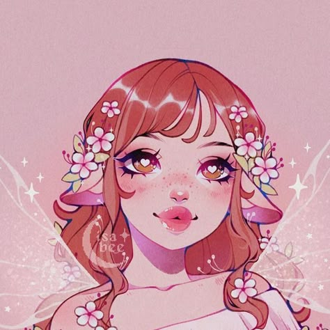 isabee on Instagram: "Commission for the amazing @faerycosmetics 💖✨ I love drawing fairies so muuuch thank you for commissioning me ✨  Want one? My commissions are open! DM me or check my site for more info on how to get yours ✨🌙  #hair #haircolor #portrait #cuteart #girlportrait #commission #pinkart #pink  #smallbusiness #makeup #make #cosmetic #cosmetics #fairy #fairycore" Portrait Base Drawing, What Colors Go With Pink, Animal Art Styles, Cute Drawings Pink, Cute Female Oc Art, Pink Girl Drawing, Cute Dnd Character, Pink Haired Character Design, Pretty Art Styles