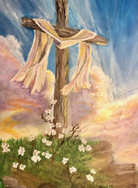 Easter Drawings Aesthetic, God Cross Drawing, Bible Inspired Paintings, God Painting On Canvas, Easter Watercolor Paintings Christian, Christian Inspired Paintings, Painting Ideas On Canvas God, Jesus Painting Wallpaper, Christian Paintings Ideas