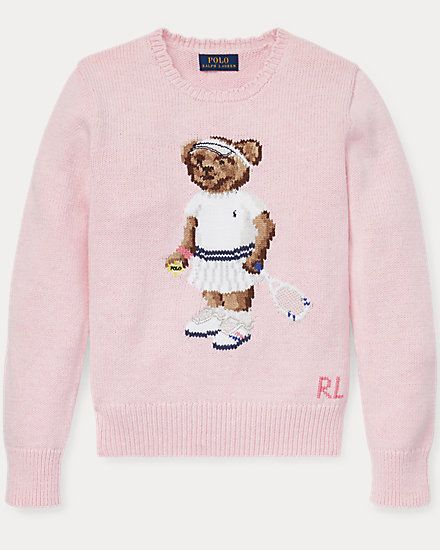 Tennis Bear Cotton Jumper for Children | Ralph Lauren® UK Brown Sweatshirt, Mode Zara, Skandinavian Fashion, Looks Party, Polo Bear, Stockholm Fashion, Ralph Lauren Sweater, 가을 패션, Looks Style