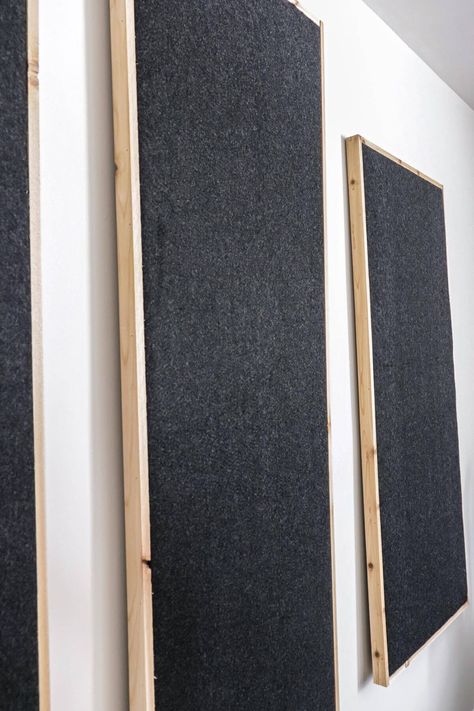 Today, I'm sharing an easy and inexpensive way to make your own DIY Soundproof panels for your music studio, home theater or home gym. Diy Noise Cancelling Wall, Diy Sound Absorbing Panels Cheap, Diy Sound Panels, Diy Office Decor Ideas, Diy Sound Absorbing Panels, Sound Panels Diy, Diy Music Room, Sound Panels Design, Soundproof Room Diy