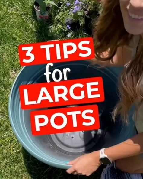 What To Fill Big Flower Pots With, Plants In Big Pots Outdoor, How To Fill Big Planters Large Pots Outdoor, Large Planter Hacks, How To Fill Large Outdoor Planters, Filling Large Outdoor Planters, How To Fill Big Planters Large Pots, Large Plant Pots Outdoors, Decorating Pots For Plants