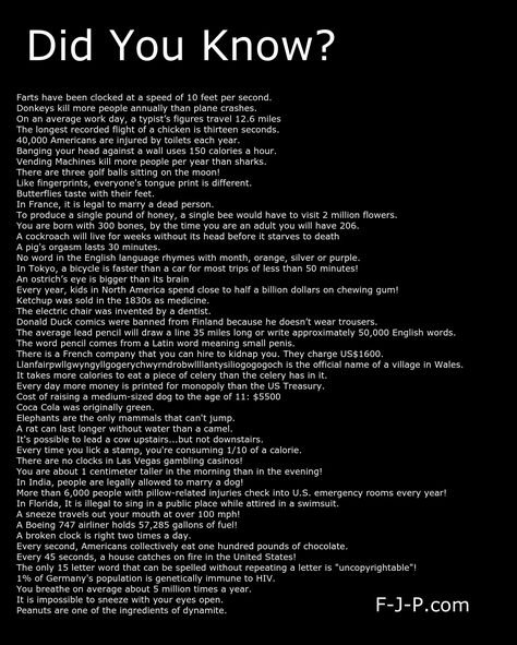 Did You Know Jokes, Epic One Liners, Fun Facts Mind Blown, Useless Knowledge, Fun Facts For Kids, What The Fact, Cartoon Humor, Facts You Didnt Know, Bulldog Funny