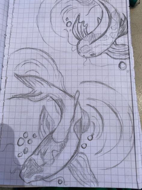 Koi Fish Art Reference, Easy Coy Fish Drawing, Drawings Of Koi Fish, Drawing Ideas Creative Animals, Koi Fish In Water Drawing, Coi Drawings, Drawing Ideas Koi Fish, Koi Fish Sketch Easy, Koi Fish Drawing Reference