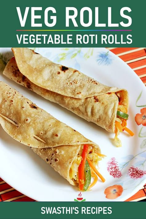 Veg Roll Recipe, Veg Frankie Recipe, Veg Frankie, Roti Indian, Veg Breakfast Recipes, Veg Roll, Frankie Recipe, Veggie Rolls, Breakfast Recipes Kids