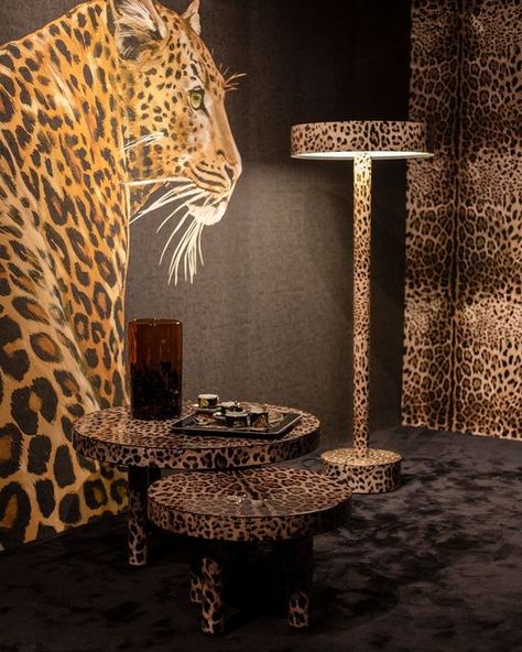 Dolce And Gabbana Print, Dolce And Gabbana Aesthetic, Leopard Room, Leopard Decor, Bedroom Seating Area, Black Bedroom Decor, Signature Aesthetic, Mural Stencil, African Inspired Decor