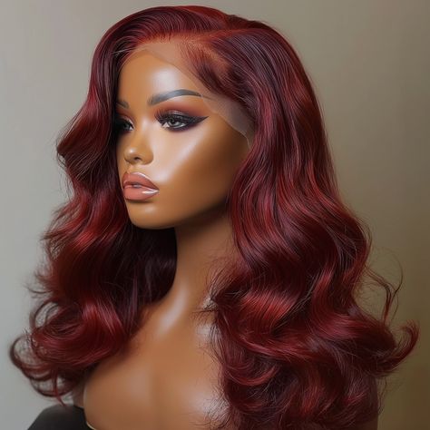 Fairwell Hairstyles, Lace Hairstyle, Red Hair Wig, Burgandy Hair, Layered Wigs, Lux Hair, Best Human Hair Wigs, Wig Wavy, Tape Ins