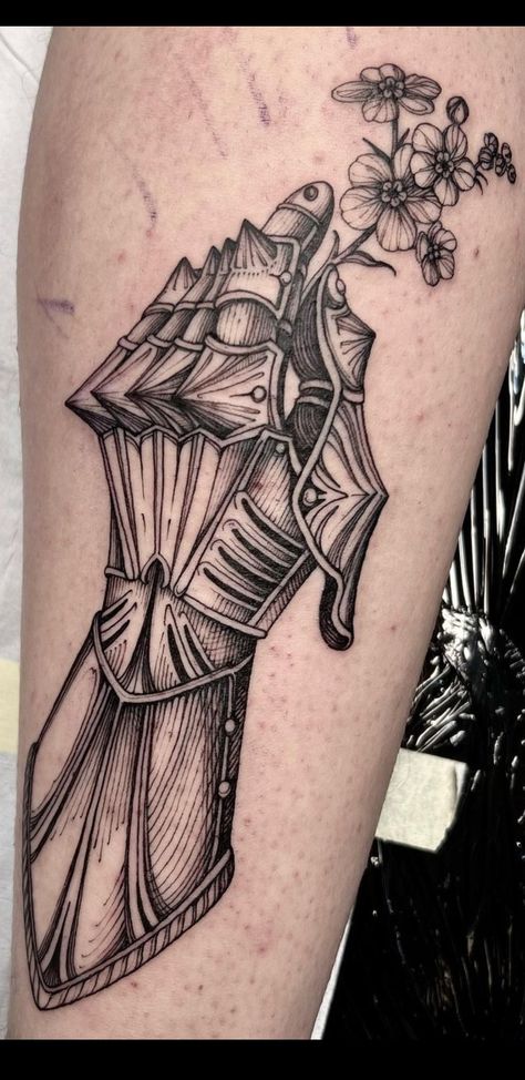 Knights Tale Tattoo, Hand Armor Tattoo, Medieval Gauntlet Tattoo, Knight Glove Tattoo, Medieval Armor Tattoo, Knight Gauntlet Tattoo, Medieval Aesthetic Tattoo, Arthurian Legend Tattoo, Knight Hand Tattoo