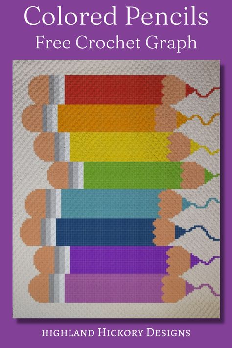 Use the Colored Pencils Graph for Corner to Corner (C2C), Tapestry crochet (sc), tss, mini c2c, hdc, dc, bobble stitch, cross stitch, diamond art or any other craft that utilizes a graph. This pattern uses 13 different yarn colors. The graph is 120 blocks (squares) high by 150 blocks (squares) wide. C2c Crochet Pattern Free Beginner, Aphgan Patterns, Free C2c Crochet Pattern, C2c Projects, Crochet Blanket Stitch, Corner To Corner Crochet Pattern, Knitting Things, C2c Crochet Pattern Free, C2c Crochet Blanket