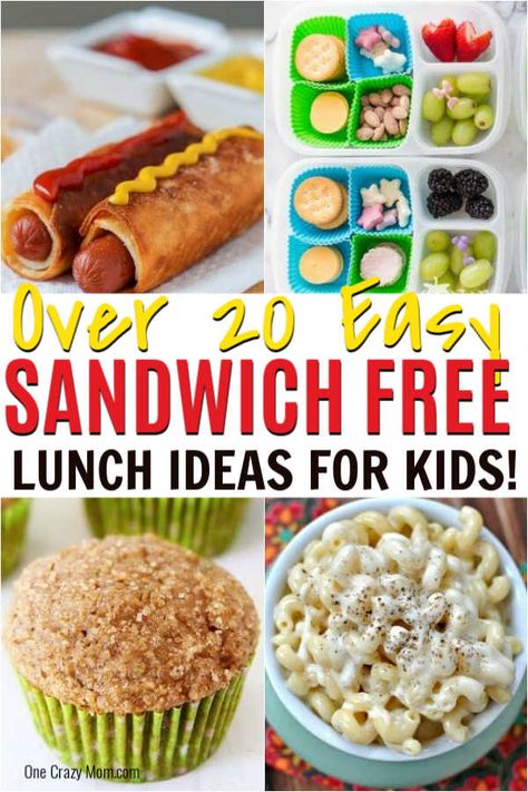 If your kids are tired of sandwiches, check out these Non Sandwich Lunch Ideas. 20 non sandwich lunch ideas for kids that even picky eaters will enjoy. Lunch Ideas Other Than Sandwiches, Easy Kid Lunches For School Picky Eaters, Bentgo Kids Cold Lunch Ideas Easy, Crazy Sandwich Ideas, Easy Lunch Ideas For Kids For School, No Heat Lunches For Kids, Easy Summer Lunch Ideas For Kids, Summer Camp Lunch Ideas For Kids, Non Sandwich Lunches For Kids