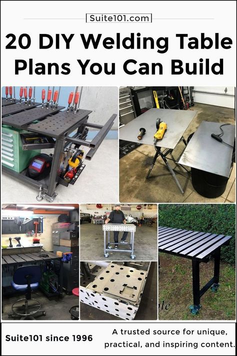 20 Homemade DIY Welding Table Plans and Ideas Welding Bench Ideas, Welding Tables Ideas Diy, Welding Diy Project, Diy Welding Table, Welding Tables Ideas, Welding Table Plans, Welding Bench, Miller Welding, Diy Welding Projects