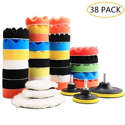 Amazon.com: Benavvy 38pcs Polishing Pad Kit, 2 in 1 Car Foam Drill,7-5" & 31-3" Buffing Pads car Care Polisher Waxing Polishing: Home & Kitchen Car Buffer, Motorbike Gear, Car Detail, Buffing Pads, Waxing Kit, Car Polish, Car Wax, Car Interior Accessories, Auto Car