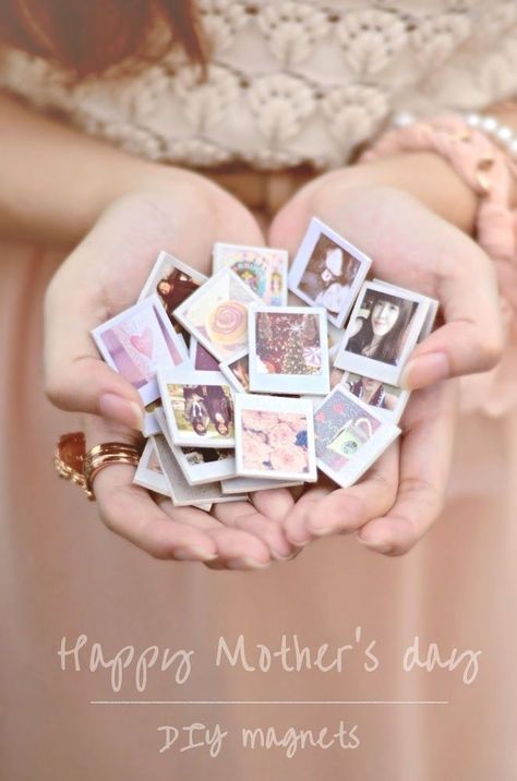 DIY photo magnets Polaroid Magnets, Diy Magnets, Mini Magnets, Mother's Day Ideas, Diy Mothers Day Gifts, Cadeau Diy, Mother's Day Diy, Mors Dag, Mini Photo