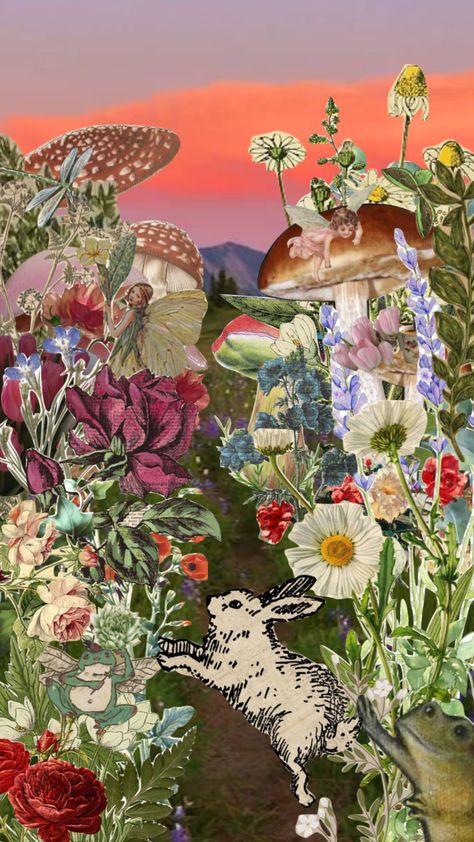 Ostara Wallpaper, Persephone Spring, Woods Bedroom, Bunny Mushroom, Witches And Cats, Creepy Easter, Shroom Art, Forest Theme Party, Sun Eclipse