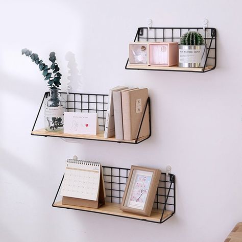 Wall Mount Shelves, Rustic Wall Mounted Floating Shelves For Living Room, Dining Room, Office, Bedrooms - Walmart.com - Walmart.com Reka Bentuk Bilik Tidur, Hiasan Bilik Tidur, Wall Hanging Storage, Wooden Wall Shelves, Dorm Room Inspiration, Redecorate Bedroom, Teen Bedroom Decor, Cute Room, Living Room Storage