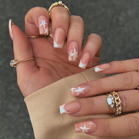 College Nails, Summery Nails, Classy Acrylic Nails, Star Nails, Nails Desing, Minimalist Nails, Fire Nails, Dream Nails, Funky Nails